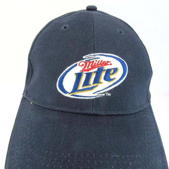 Miller Lite Embroidered Patch Logo Men's Blue Adjustable Strap Back Cap Hat - Picture 1 of 8